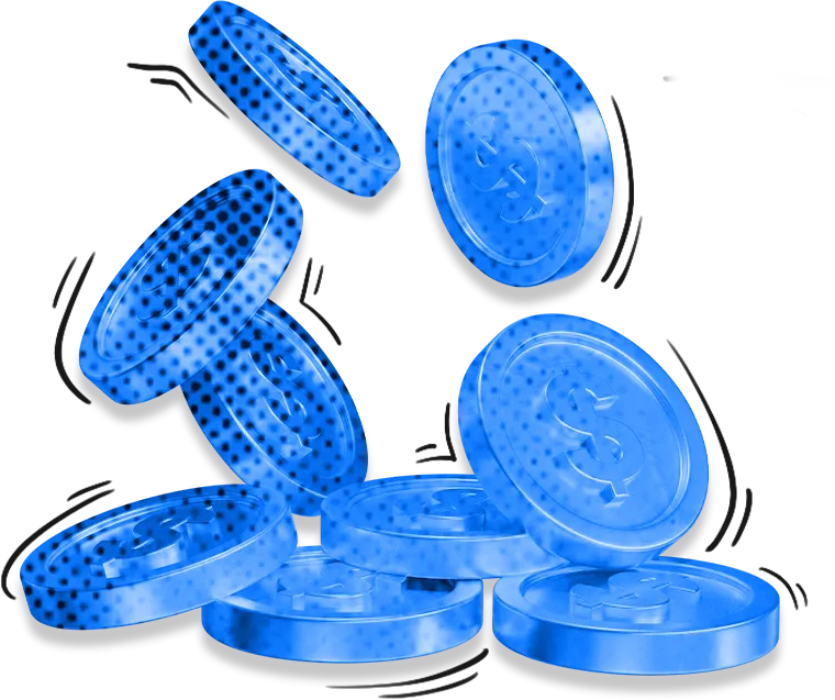 Moedas 3D representando transparência nos valores do serviço